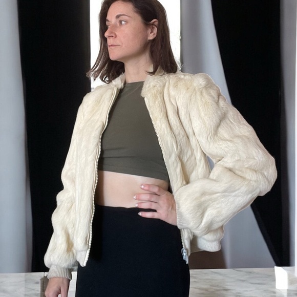 Vintage Genuine Rabbit Fur Bomber Jacket - Dino Ricco - Picture 12 of 15
